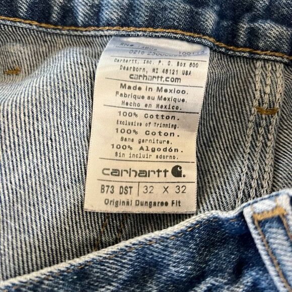 Vintage Carhartt Double Knee Dungaree Denim Jeans 32X32 - Picture 7 of 7